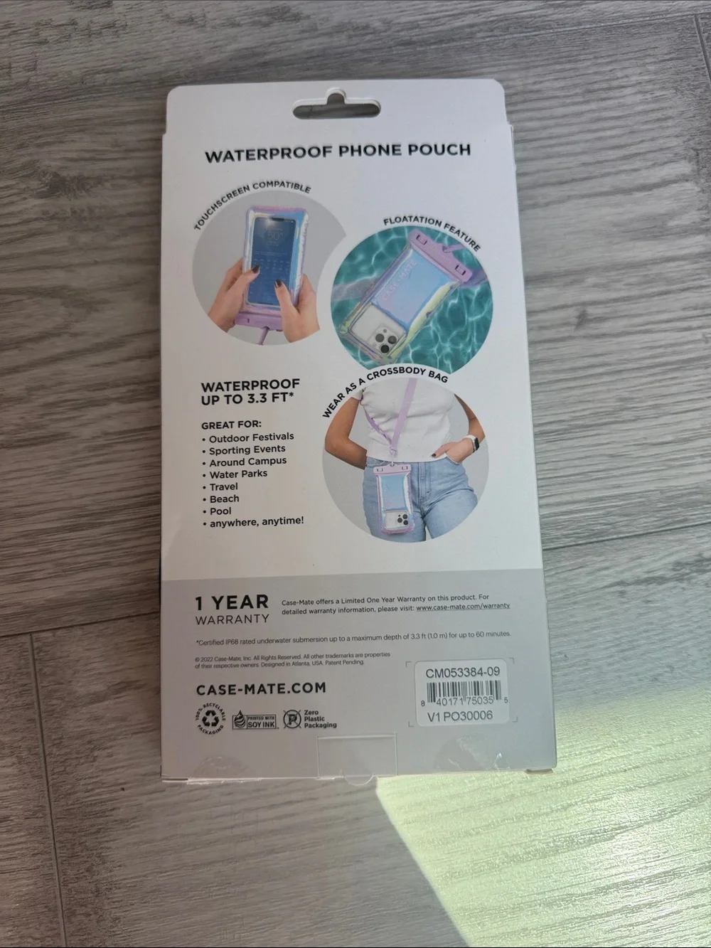 case-mate Iridescent Lavender Waterproof Phone Pouch with Adjustable Strap
